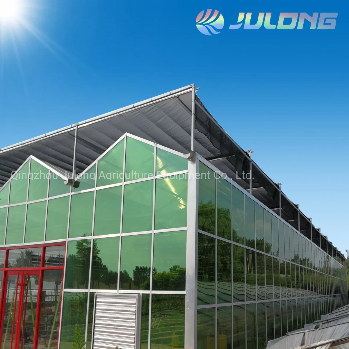 Venlo Type Glass Greenhouse Steel Pipe Structure with Seedbed