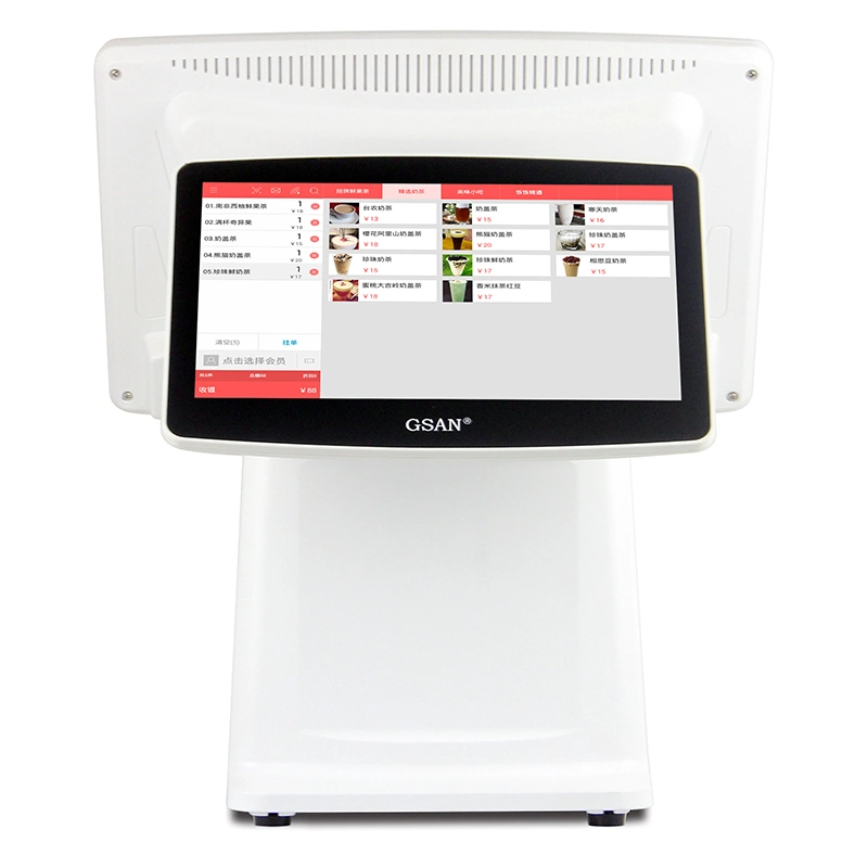 Gsan 15.6 polegadas Branco Dual Touch Screen caixa registar com Impressora de 58 mm