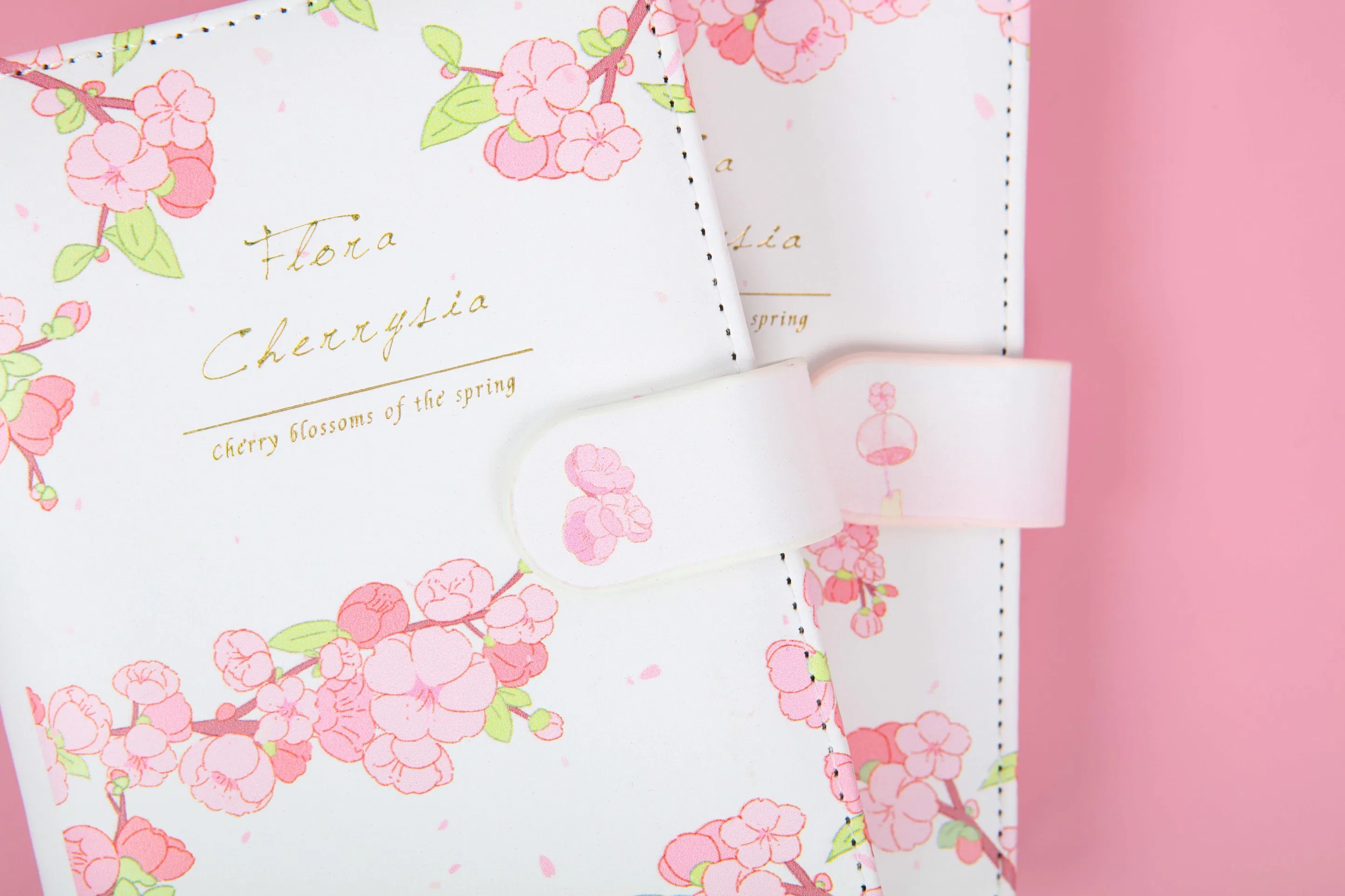 Pink Cherry Blossoms in Spring Romantic PU Cover Notebooks