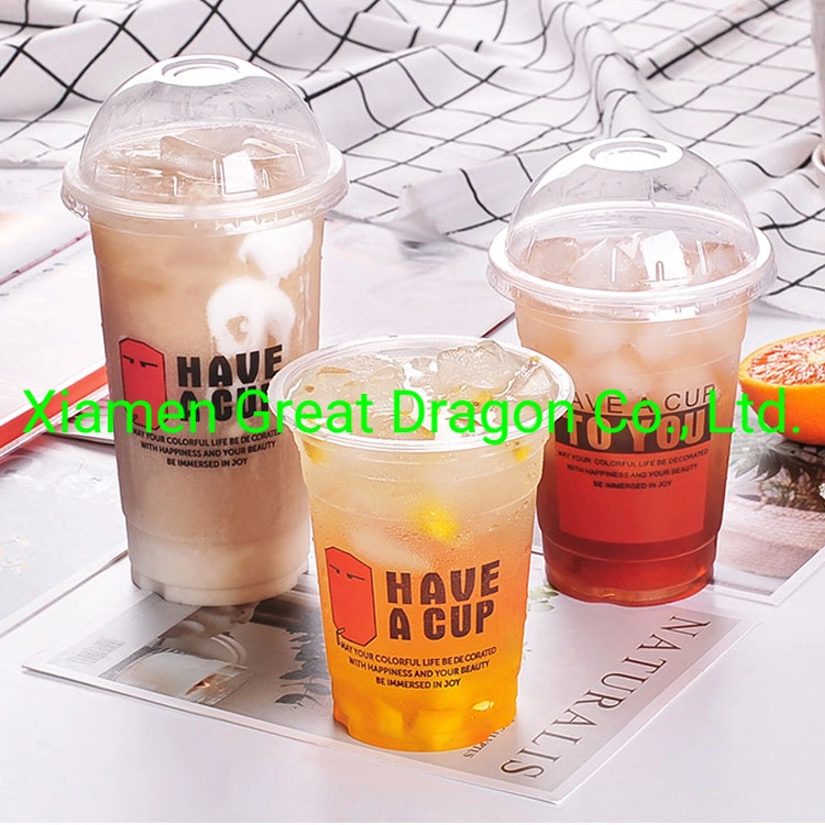 Custom Printed Clear PP Pet Disposable Plastic Cup with Lid