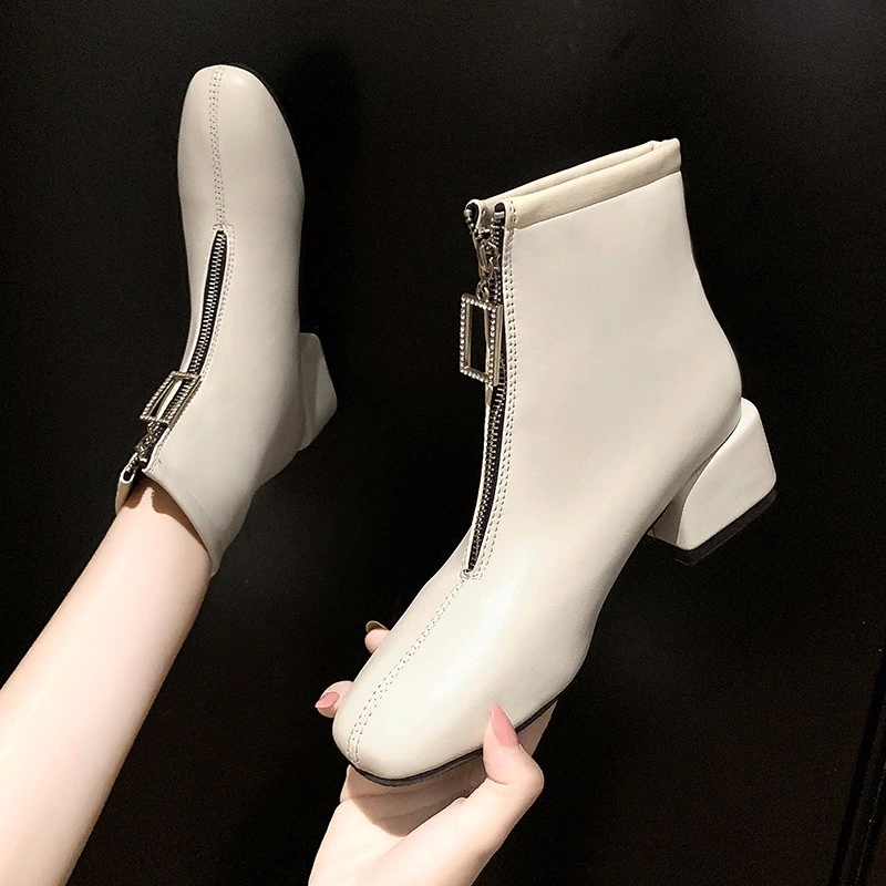 Autumn and Winter Pointed Toe Thick Heel Knitted Over-The-Knee Boots Women