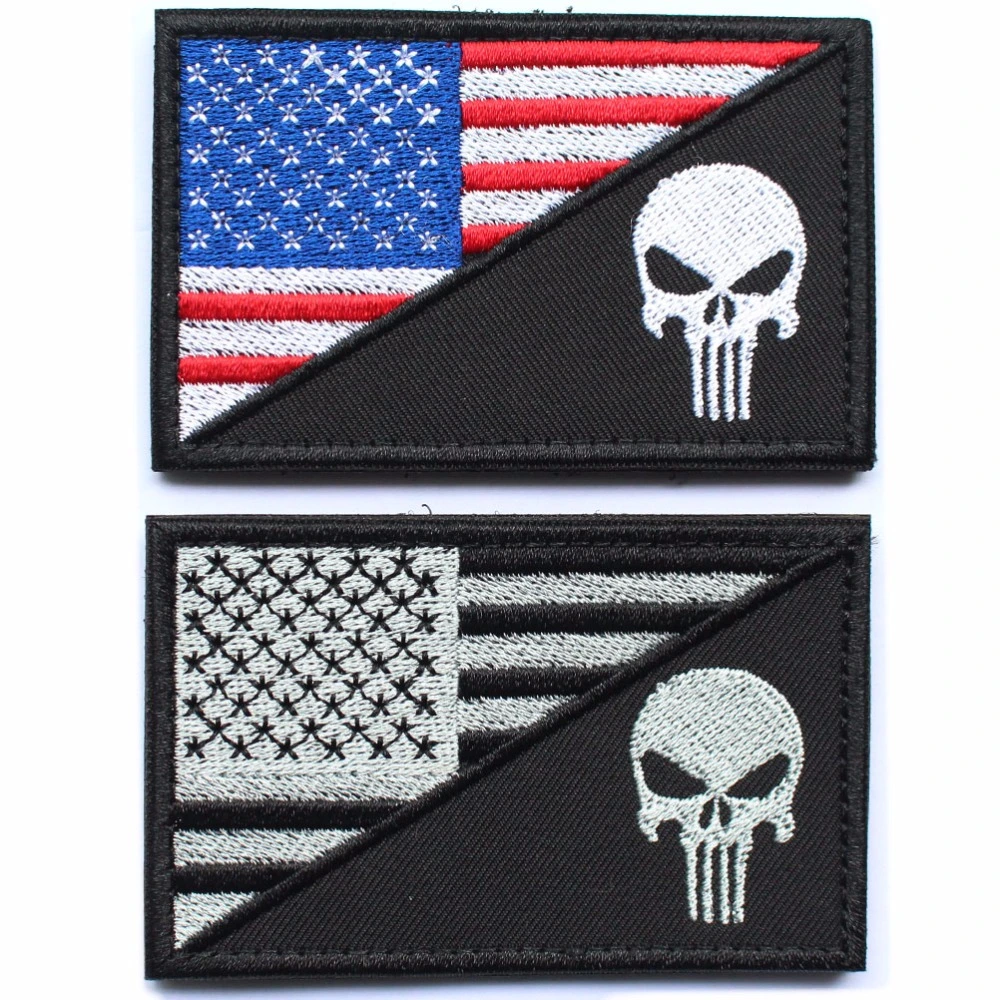 Custom Skull American USA bestickte Aufnäher