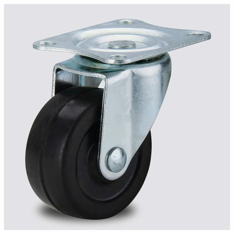 Rubber Wheel Steering Light Duty Black Office Polyurethane Casters