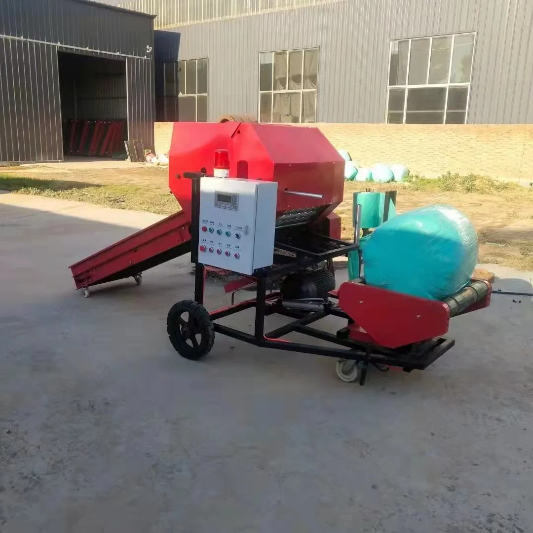 Portable Electric Metal Scrap Automatic Round Hay Baler Silage Packing Wrapper Machine