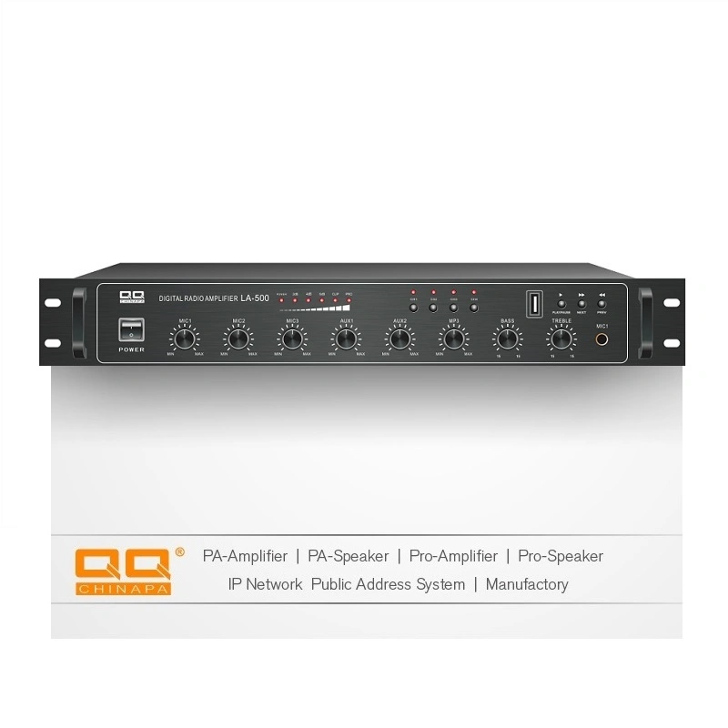 1.5U Compact 4-16ohms Pre-Amplifier 70V 100V avec Digital USB La-500 500W