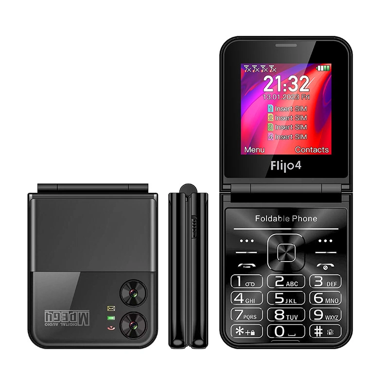 Uniwa F265 4 SIM Cards 2.55 Inches TFT Display Keypad Folding Feature Mobile Phone