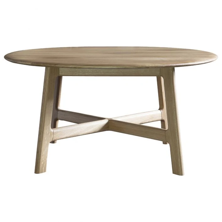 Wholesale Modern Rustic Oak and Walnut Wood Round Circle Tea Coffee Table