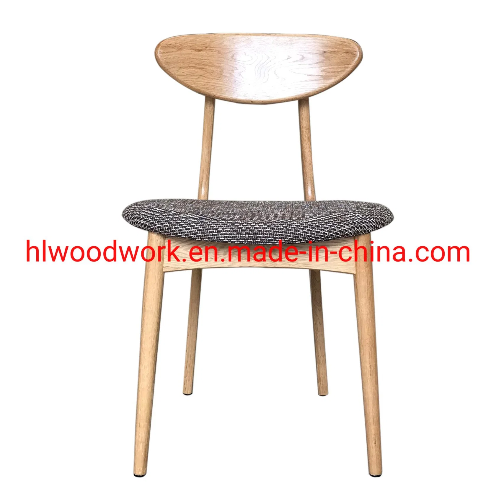 Dining Chair Oak Wood Frame Natural Color Fabric Cushion Brown Color B Style Wooden Chair Furniture Office Furniture