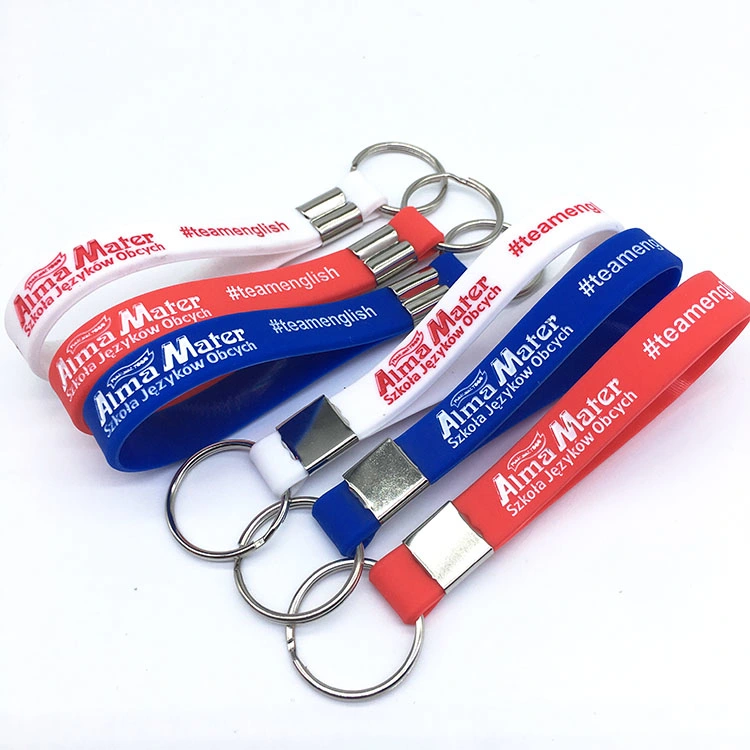 Custom Design Soft PVC Keychain, Silicone Wristband Keyring Soft PVC 3D Embossed Keyring for Company Promotion Events