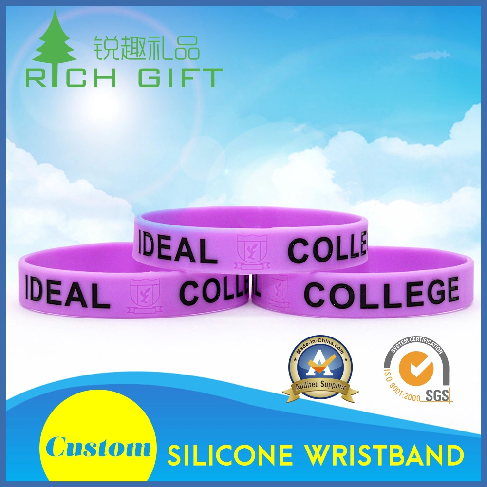 Promoção Custom borracha macia impresso que brilha no escuro da Pulseira de Silicone braceletes com logotipo