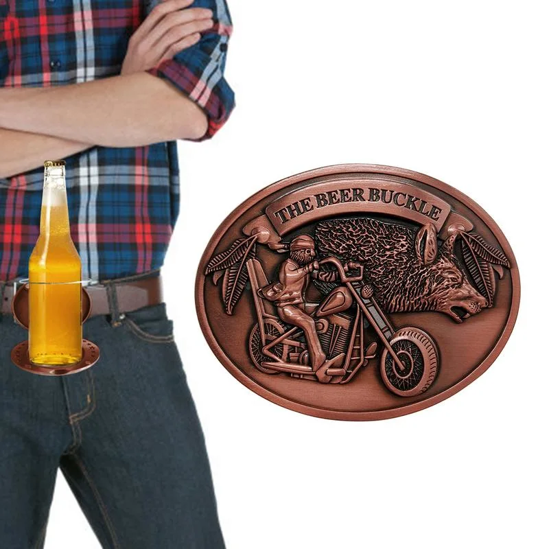 New Custom Metal Belt Buckle Outdoor Drinking Camping Picnic Wine Can Beer Holder Portable Cowboy Belt Buckle