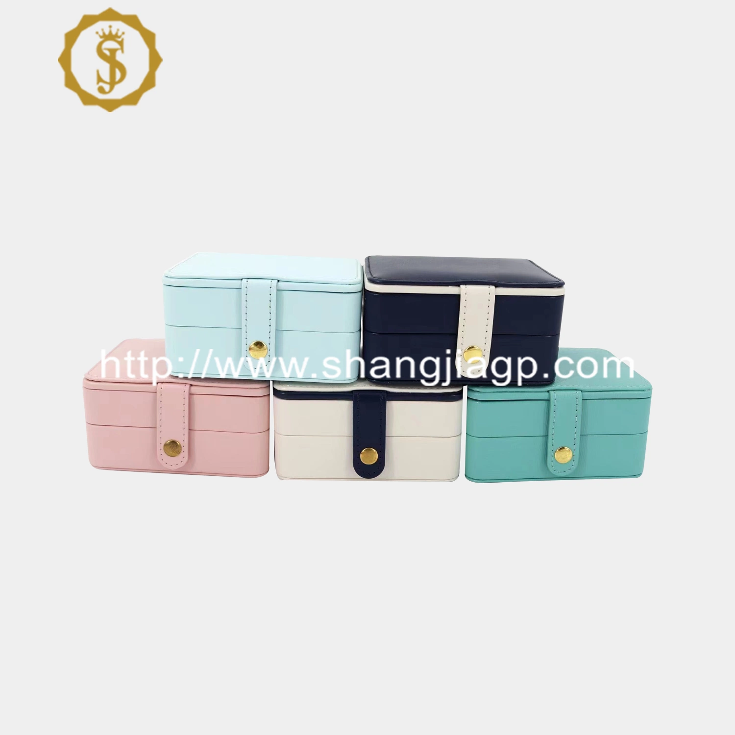 Wholesale Custom Logo PU Leather Travel Velvet Earring Ring Necklace Small Jewelry Box Organizer Jewellery Packaging Case