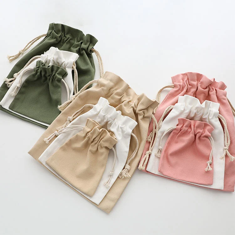 Soft Canvas Washing Durable Tote Drawstring Shoe Bag Small Foldable Canvas Cloth Drawstring Bag