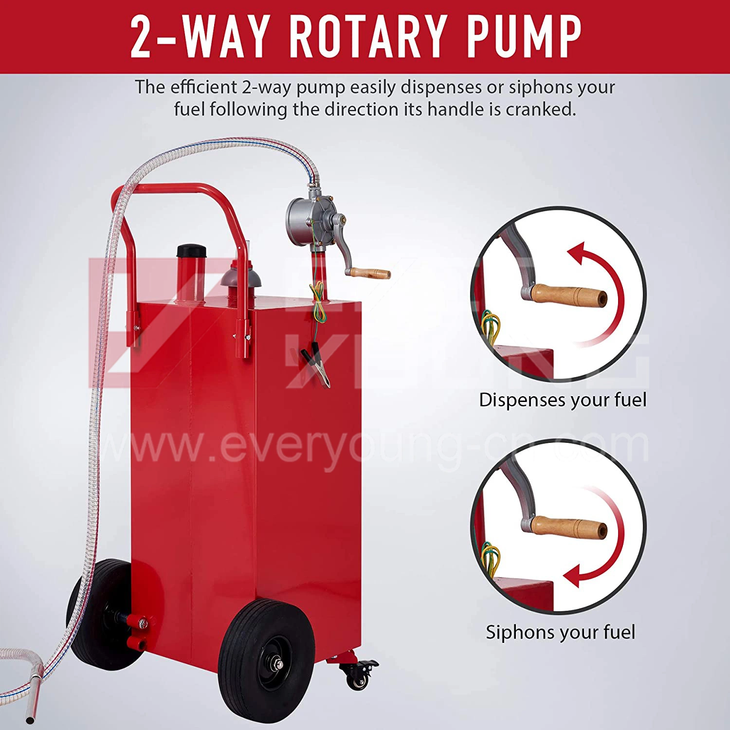 Gas Caddy 32 Gallone Mobile Tanken Kraftstofftank mit Räder tragbarer Kraftstoffbehälter aus Stahl mit Handpumpe, klein, Benzin Dieselkraftstoff Caddy