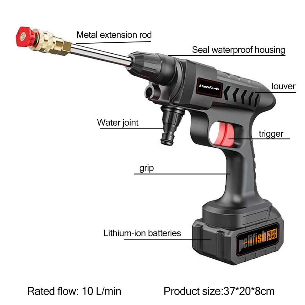 Pelifish Drw142 Wireless Lithium-Ionen-Batterien Tragbares Hochdruckauto Unterlegscheibe