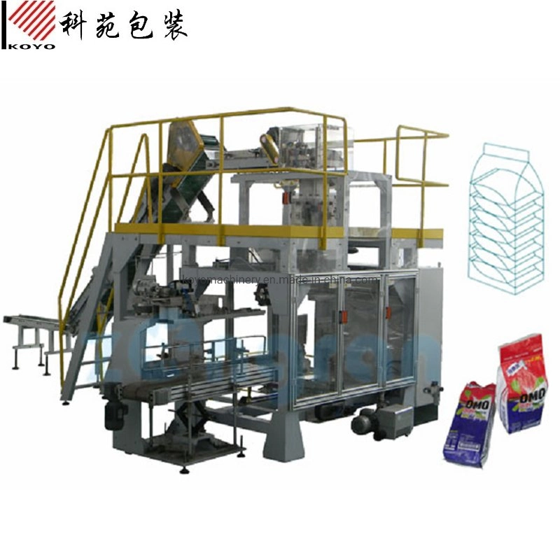 Kysp Automatic Secondary Bag Feeding Droping Baling Packing Sealing Machine for Baler Detergent Powder Pouch in Open Mouth PP Woven Bag