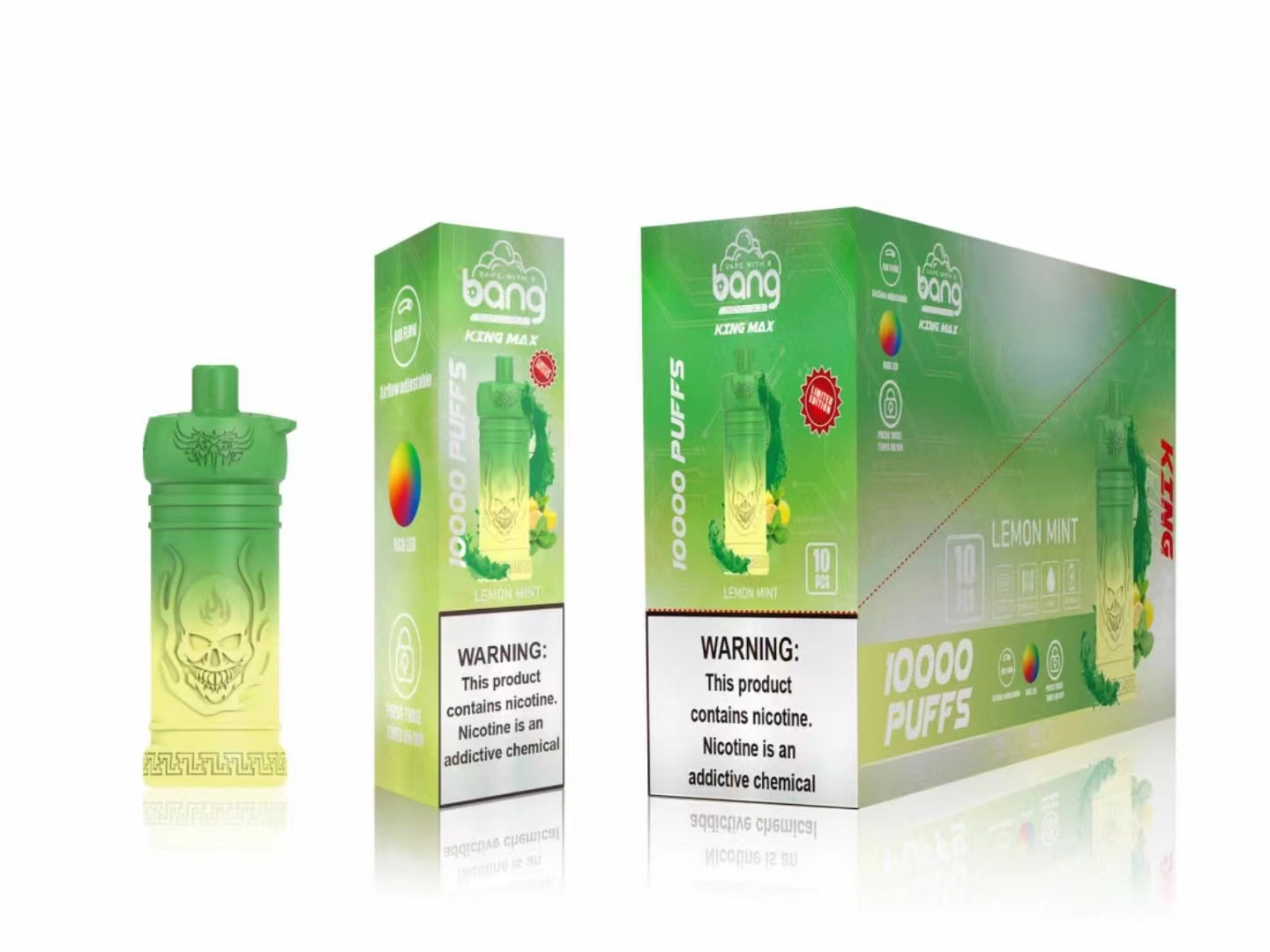 Bang King 10000 Puffs VAPE Pen SAL de nicotina pura 2% Vaporizador Bang recargable Pod