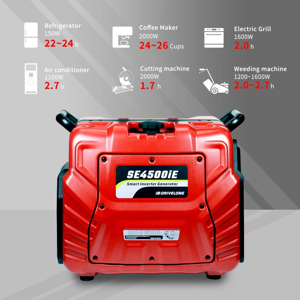 Se4500ie 3000W 3kw 4kw Super Silent Camping or Home Use Portable Gasoline Engine Inverter Generator with Wheels