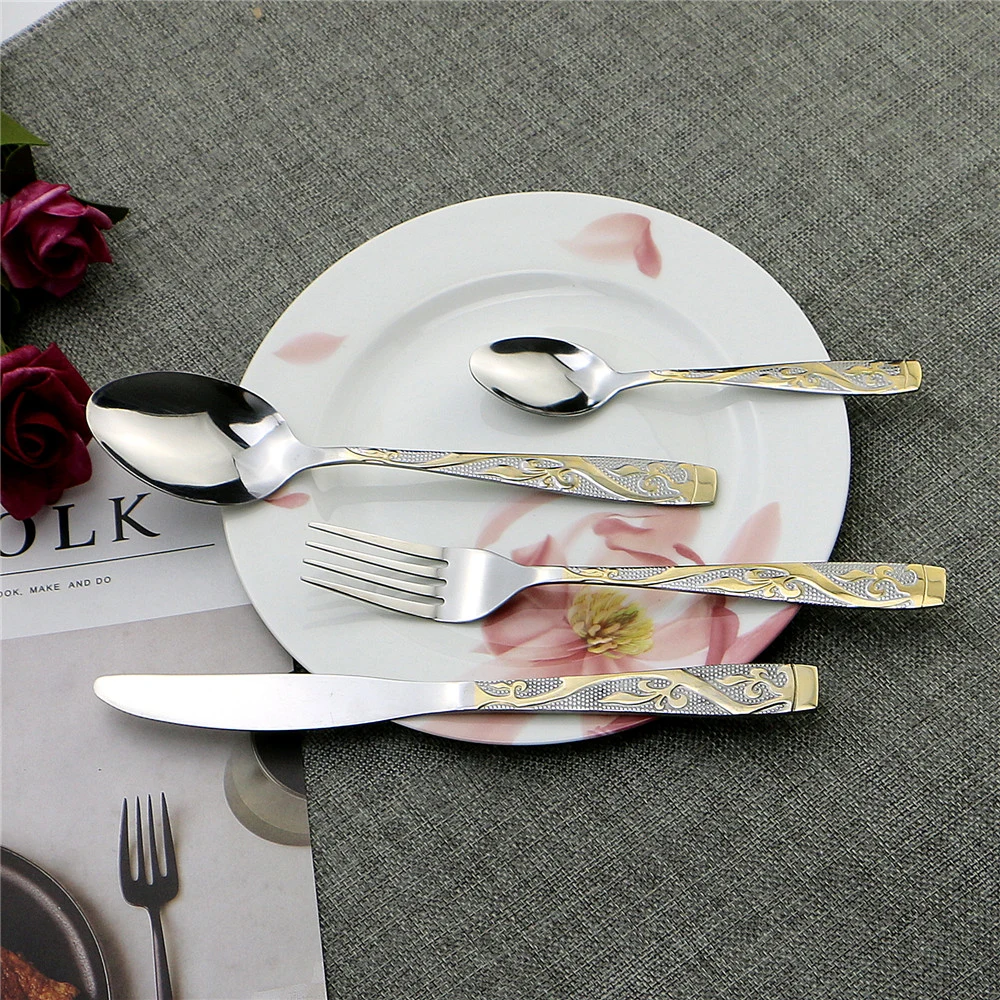 Supply to Yiwu Market Cutlery From Guangdong Province Stainless Steel Gold Flatware Factory