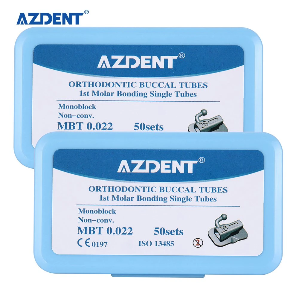 Azdent Orthodontic Single-Bondable Dental Monoblock Bukkale Tube Mbt 0 022 200PCS/Karton