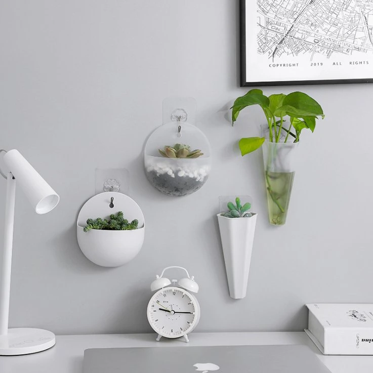 Wall-Mounted Plastic Flower Vases