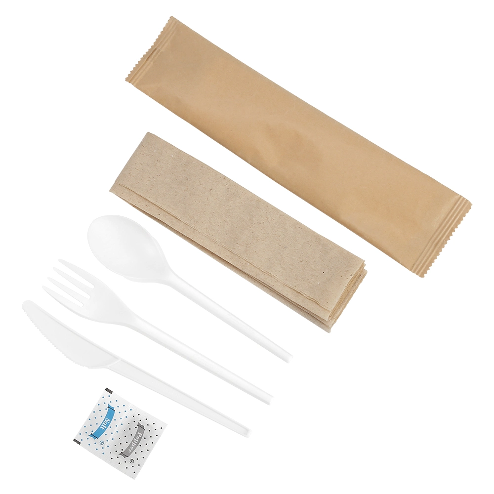 Ensemble de couverts en paille de blé PLA biodégradables et compostables à la conception spéciale largement utilisée.