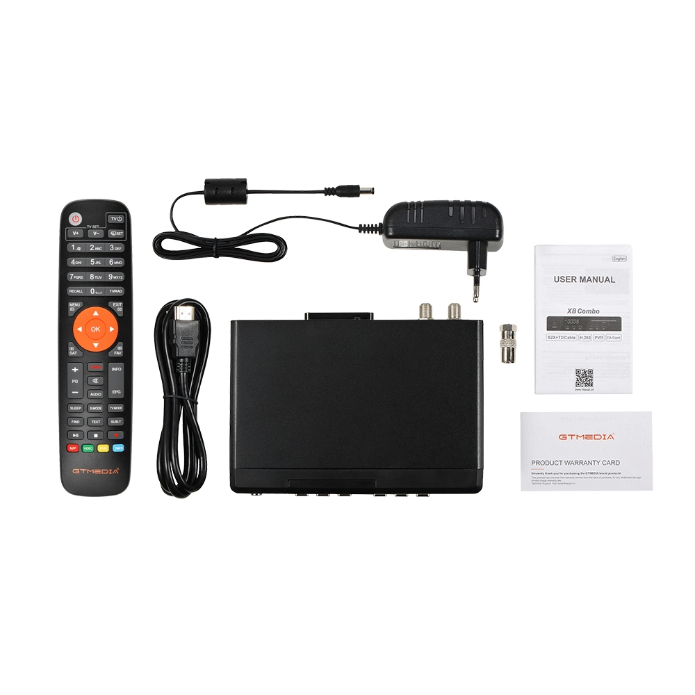 Gtmedia X8 Combo DVB S2X+T/T2/Cable/J. 83b Satellite Receiver Support Ca Card Slot