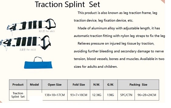 Aluminum Alloy Medical Traction Splint for Adult and Child