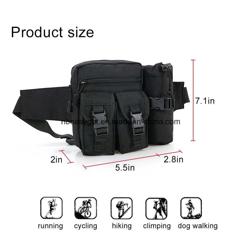 Sac banane à taille avec porte-bouteille d'eau et poche pour téléphone, sac banane imperméable polyvalent pour activités de plein air, ceinture ajustable pour la randonnée et la course à pied Esg10269.