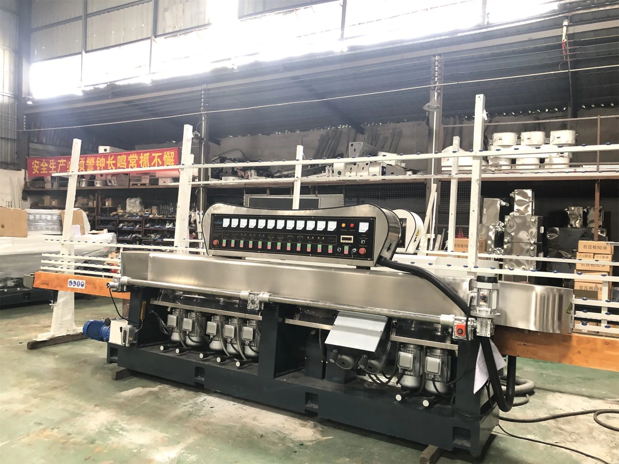 Quality Guarantee Automatic Glass Edging Machine 9 Motor Glass Beveling Machine Glass Edging Device