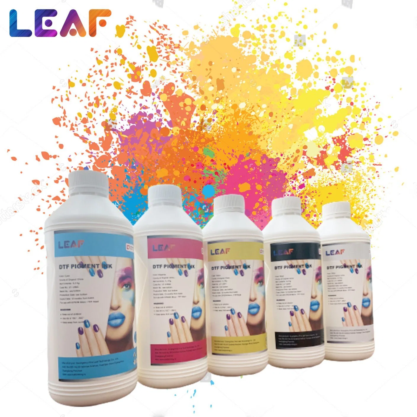 LEAF Dtf Pigment cmykw color Inks for Epson Printhead T Shirt Printing