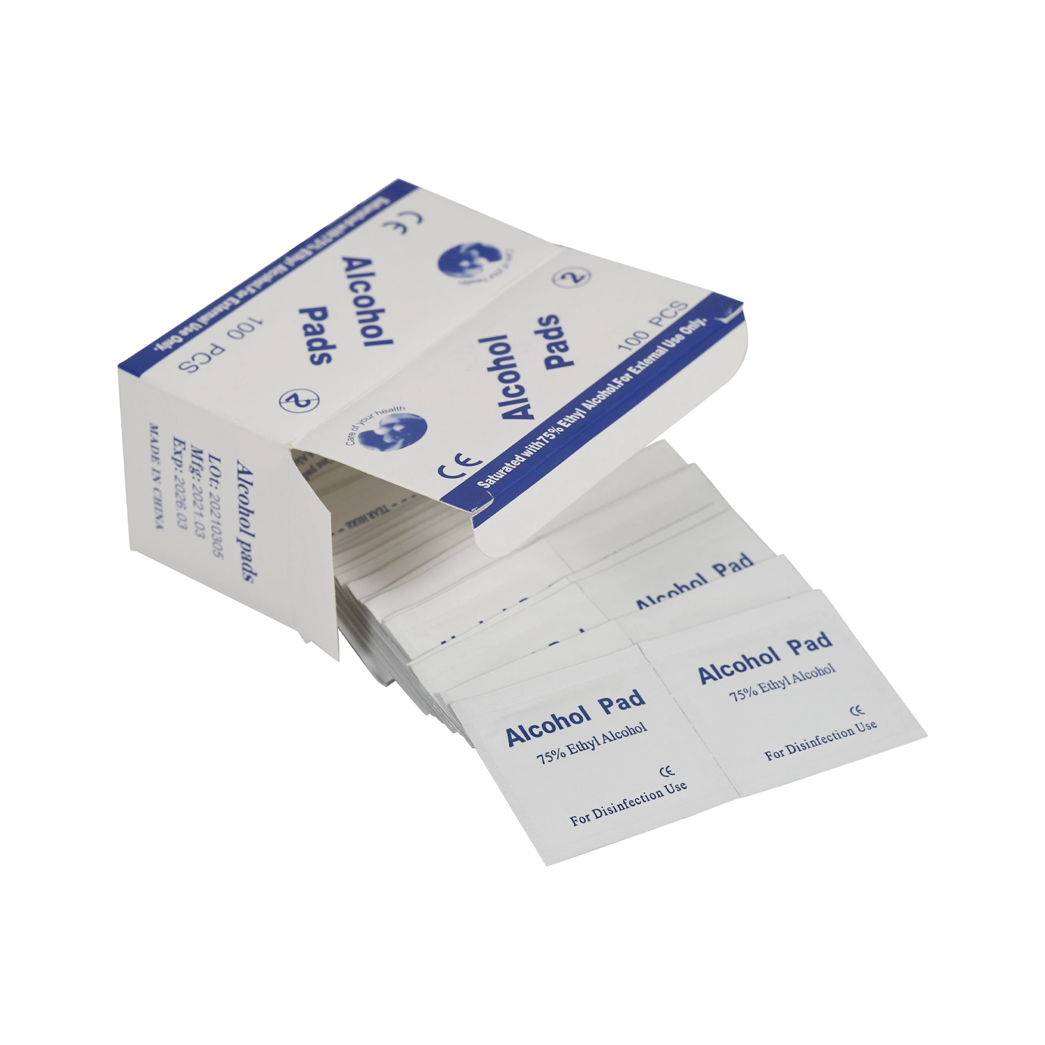 CE 100PCS Saturated 75% Ethyl Alco Pads Disposable Medical Supplies 70% Isopropyl Alcohol Pad for Disinfection Use