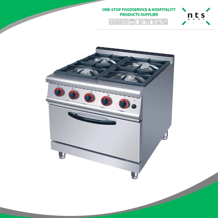 Commercial 4 Four Gas Burner with Gas Oven Hotel Restaurant Kitchen Equipment