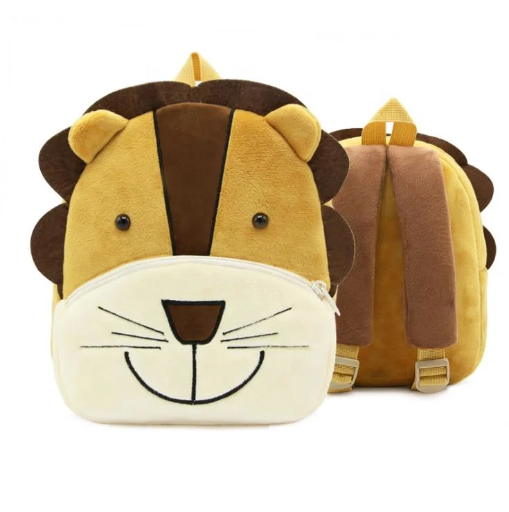 Customized OEM Cute Children Plush Boy Girl 3D Kids Zoo Animal Cartoon Backpack for School