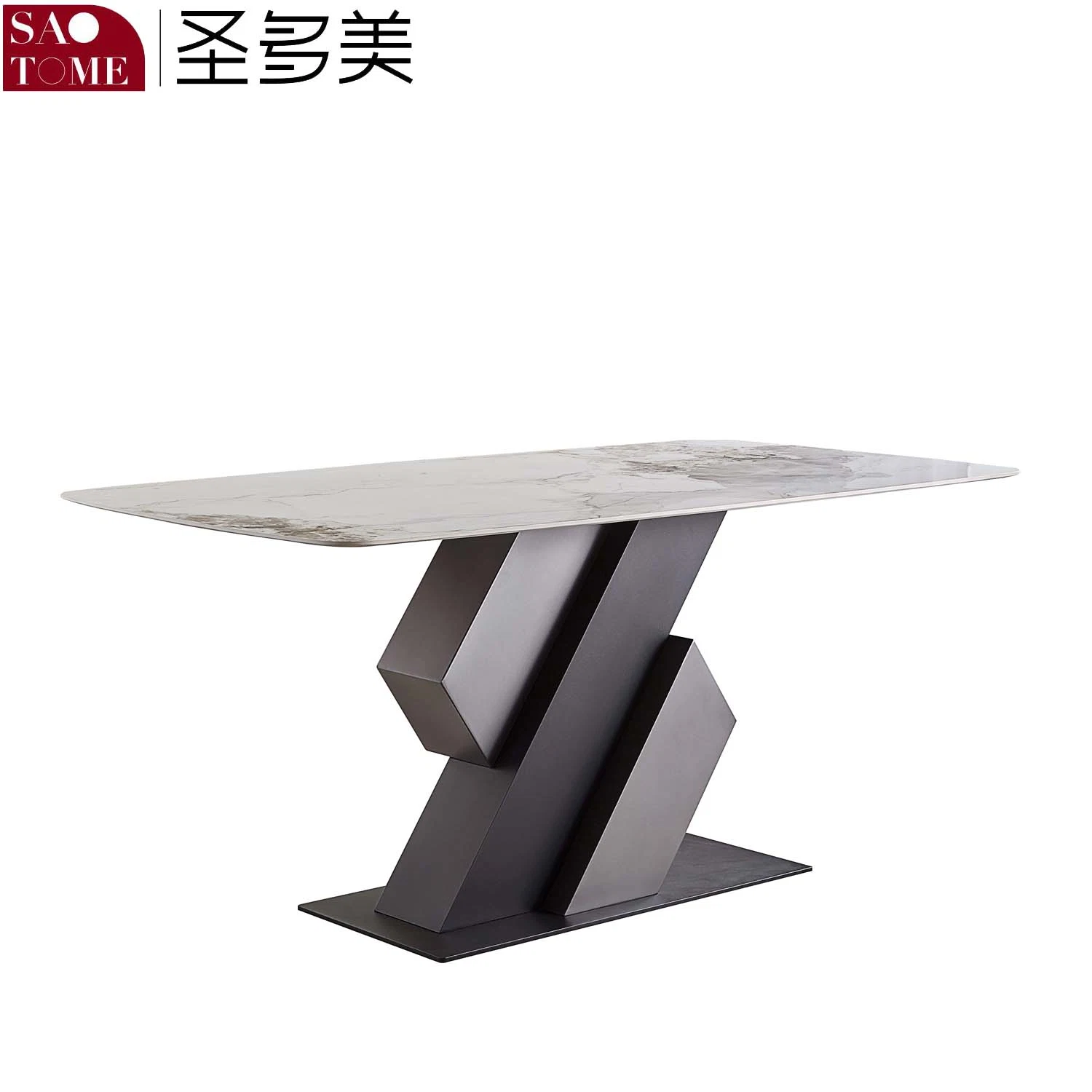 Rock Slab Dining Table Domestic Small Dining Table and Chairs Set Dining Table