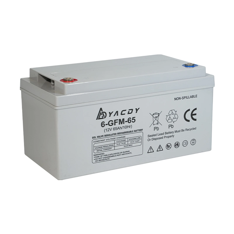 Batterie de stockage d'onduleur sur gel AGM solaire 12V65ah à cycle profond pour Éclairage solaire UPS