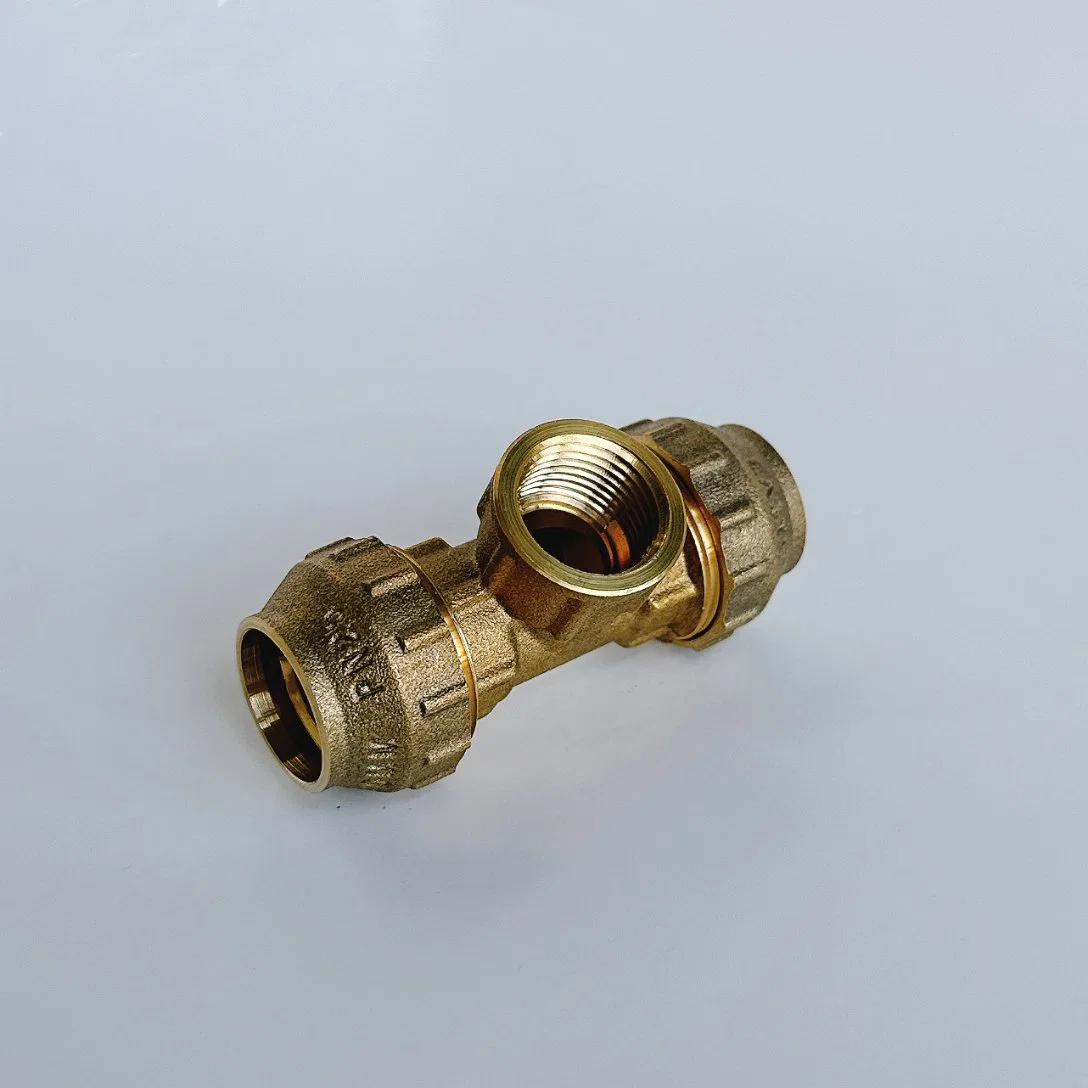 Factory Direct Female Tee Compression Brass Forging PE Pipe Fitting Connector Pex Pipes