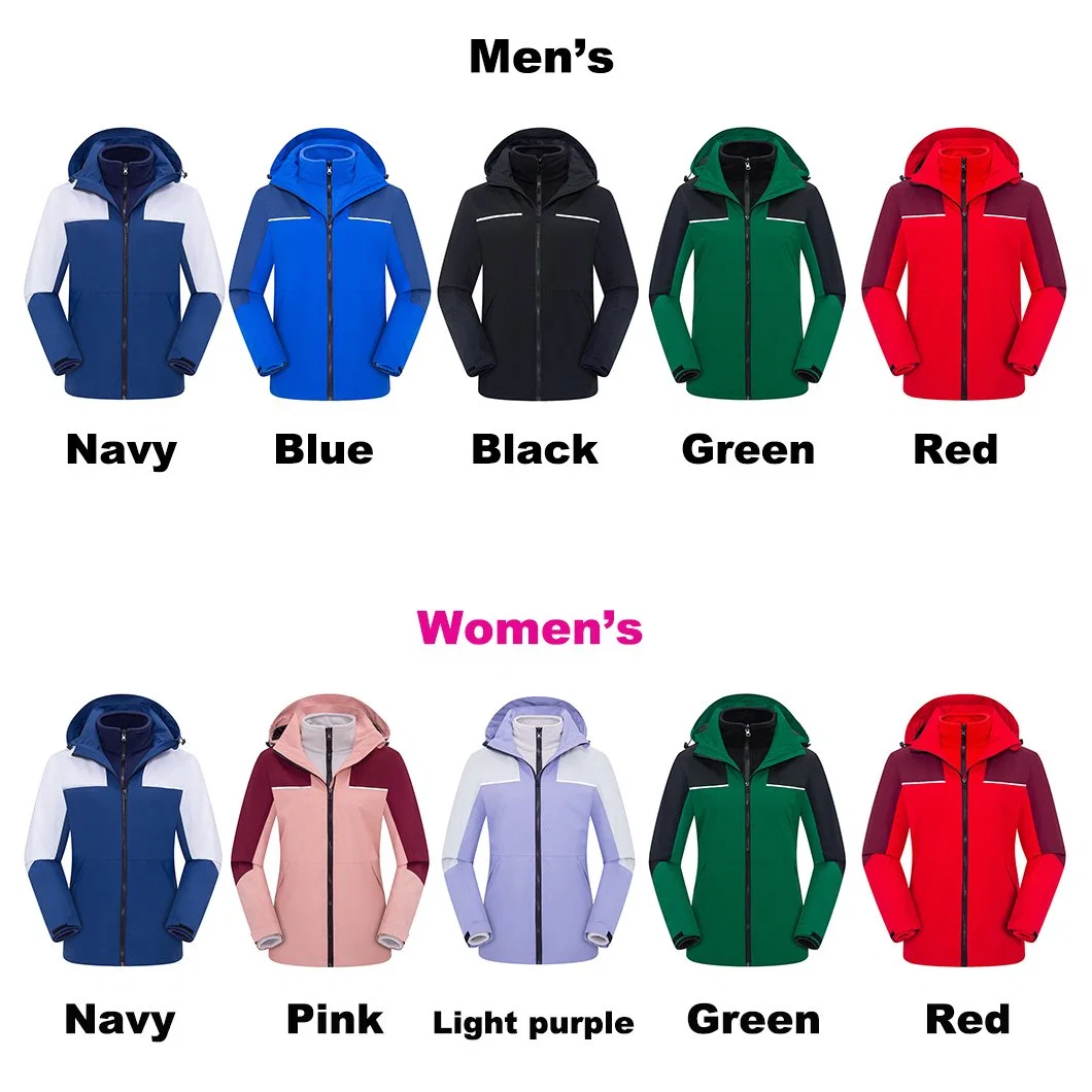 Winter 3 in 1 Water Repellent Hiking Jacket Line with Inner Fleece Windproof Double Jacket