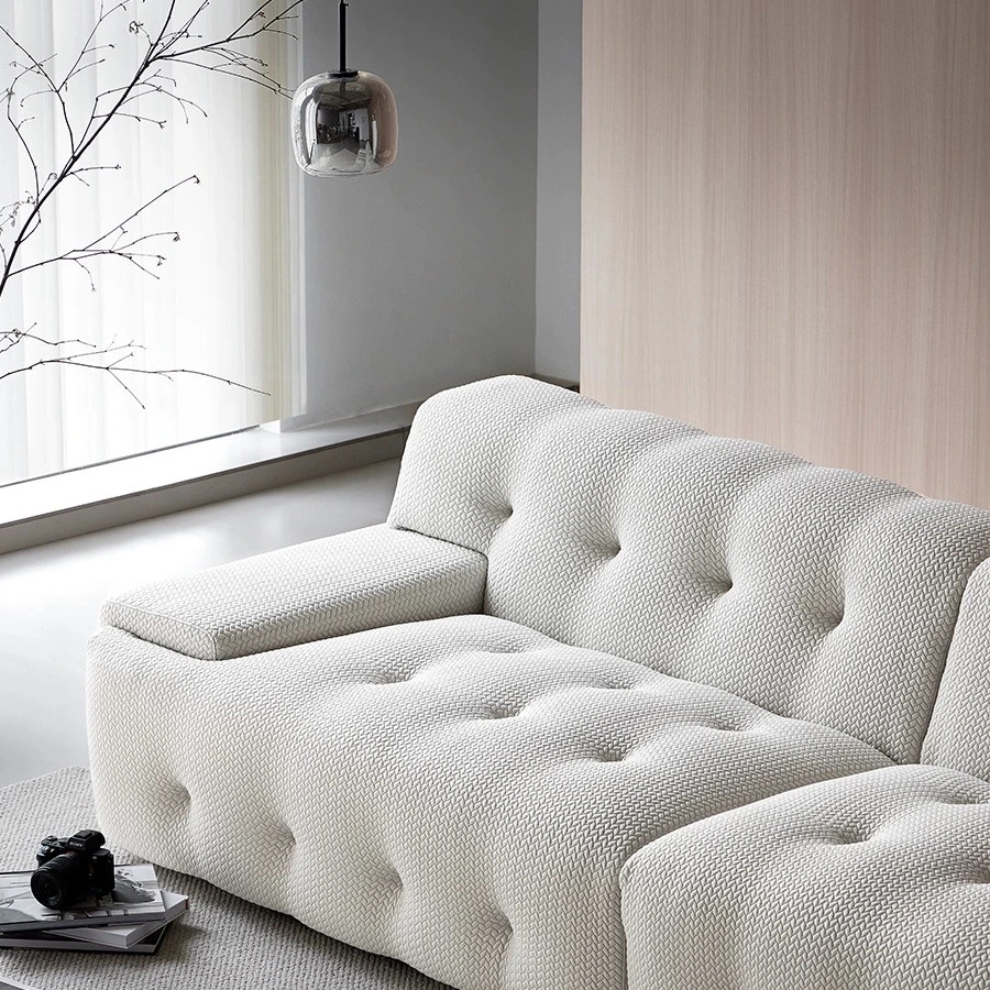 Modern Luxus Italienischen Stil Pull Schnalle Samt Stoff Leder Modular Sektional Sofa Set Wohnzimmer Möbel für Home Hotel