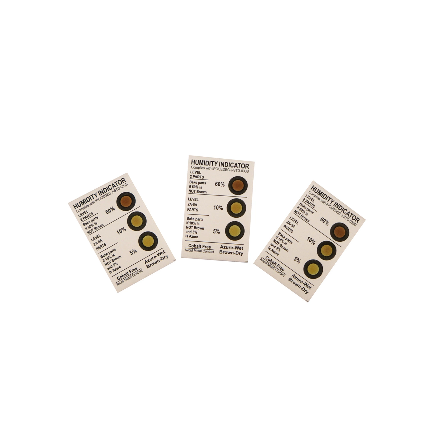 5%-10%-15% Brown to Azure Cobalt Free Humidity Indicator Cards for Sensitive Electronic Parts