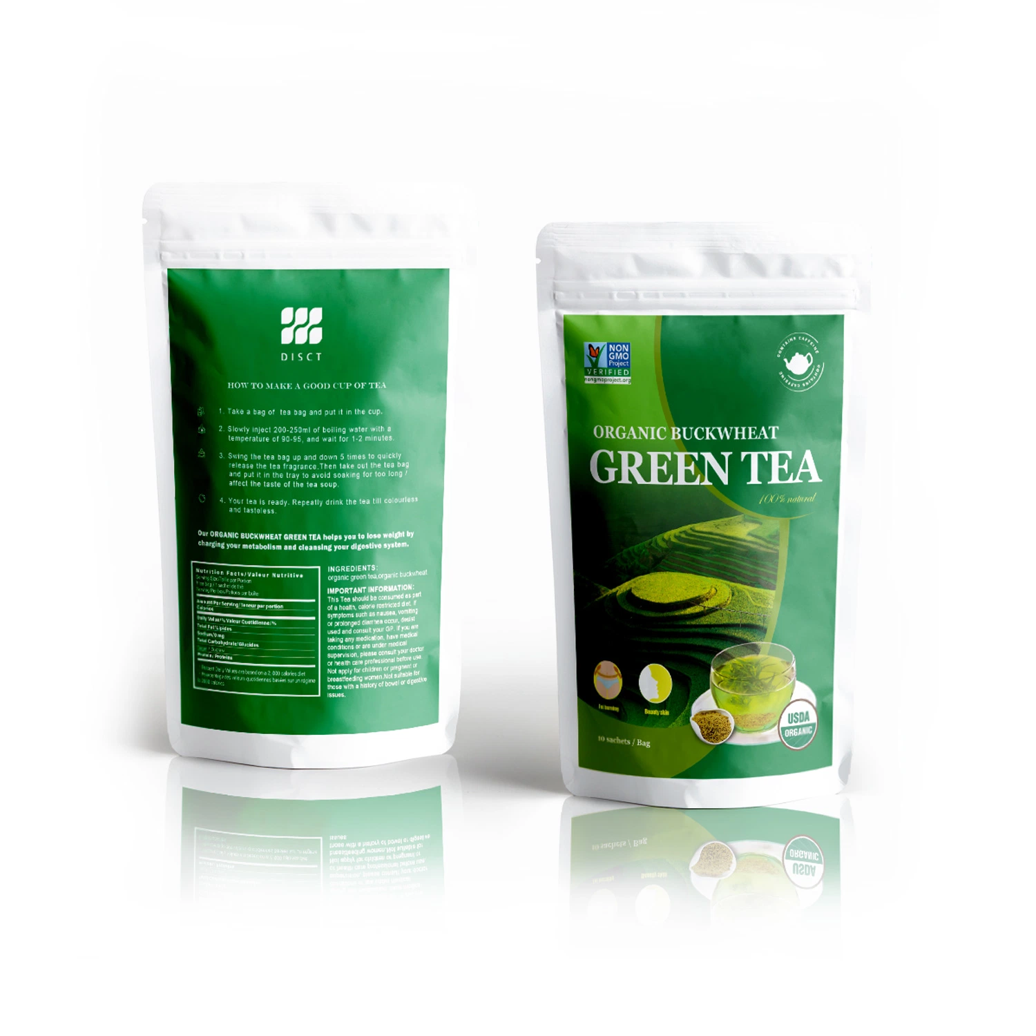 Blood Detoxing Anti-Diabetic Herbal Buckwheat Green Tea for Weight Loss