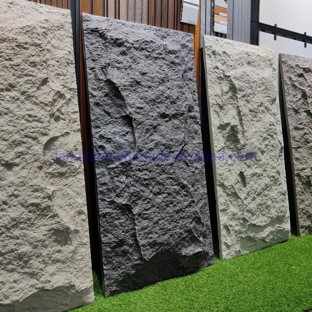 Light Luxuary environmental Three Dimention Shape PU Culture Stone Cement Gray Outdoor Wall Panel