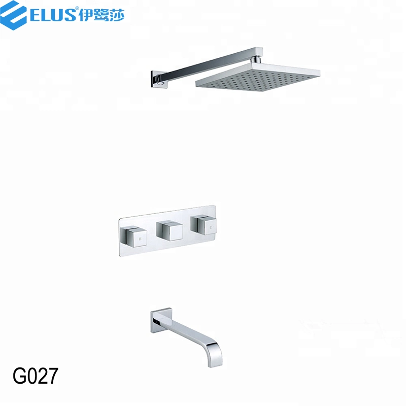 Hotel Rain Fall and Waterfall Shower Faucet Set Bath Tap High Pressure Square for Bathroom