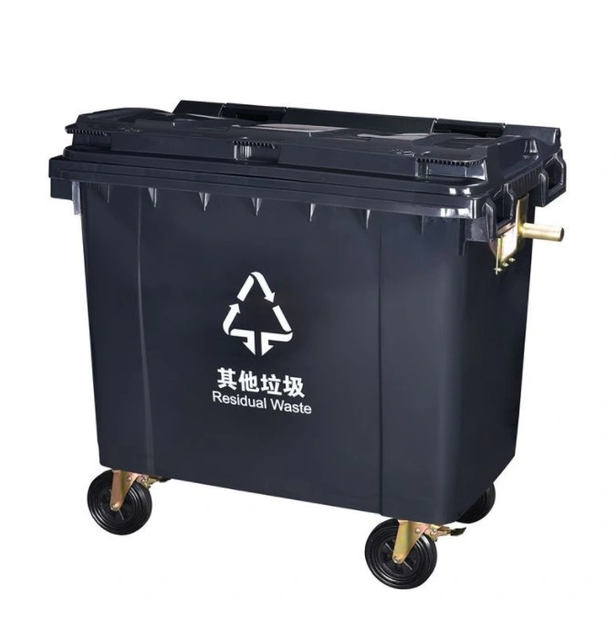 Large Size Outdoor 660L/1100L HDPE Virgin Material with 4 Wheels and Pedal and Lid Wastebin/ Plastic Trash