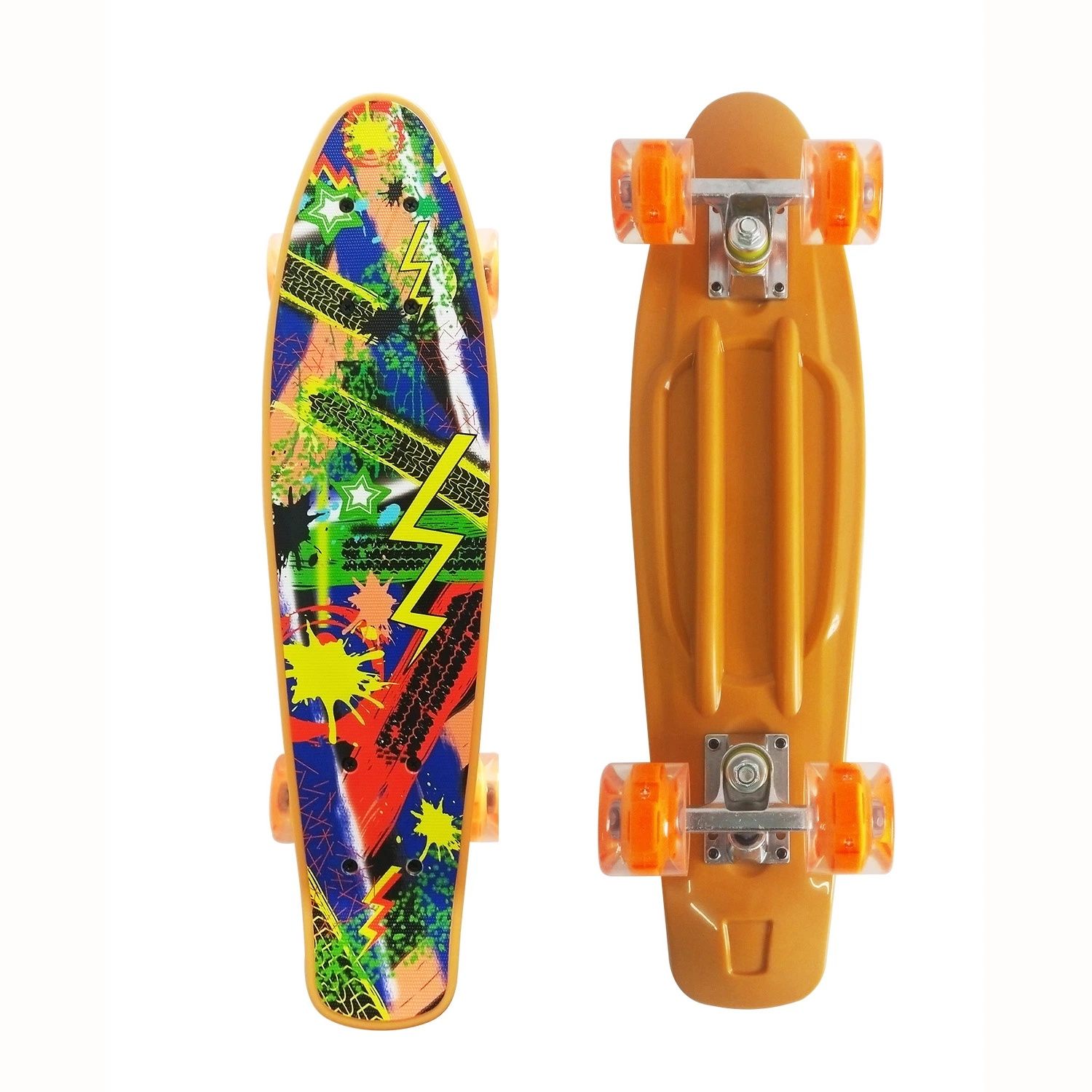 Complete 22 Inch Cruiser Highly Flexible Mini Retro Plastic Skateboard