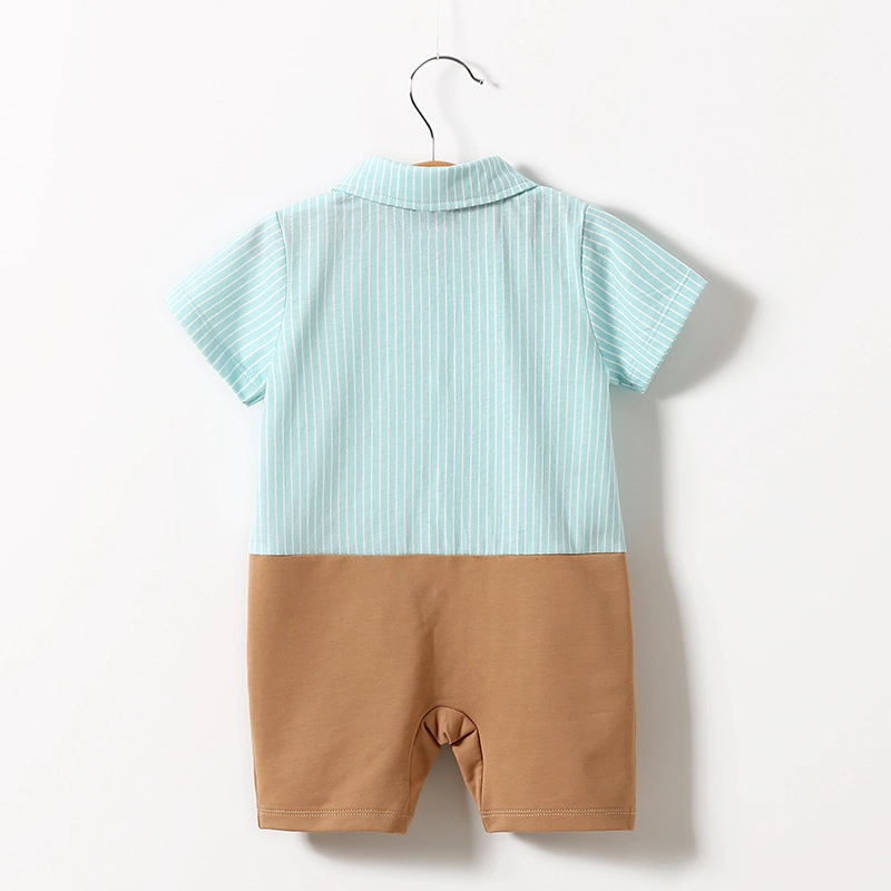 Formal Newborn Baby Boy Mint Green Infant Romper Short Sleeve Baby Striped Clothes