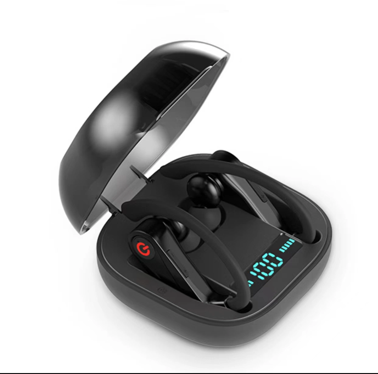 Ohrbügel TWS Black Noise Cancelling Music Game Bluetooth-Kopfhörer mit Power-Anzeige