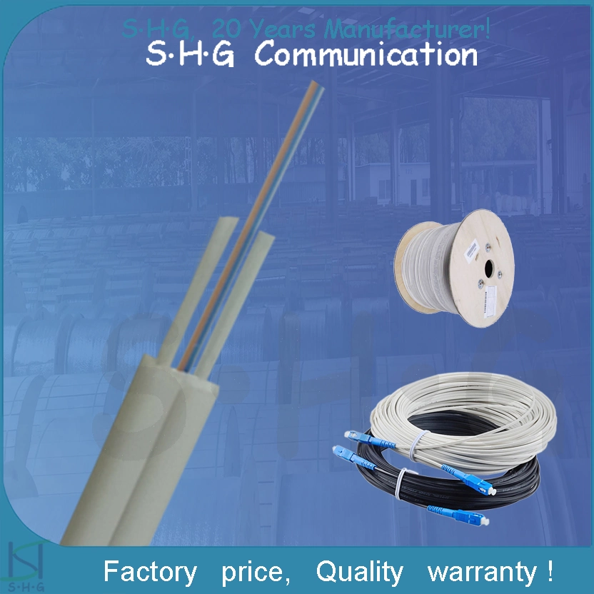 Hot Sale Factory Price 1/2/4 Cores Fibers Flat Indoor All Dielectric FRP FTTH Drop Fiber Optic Cable (GJXFH)