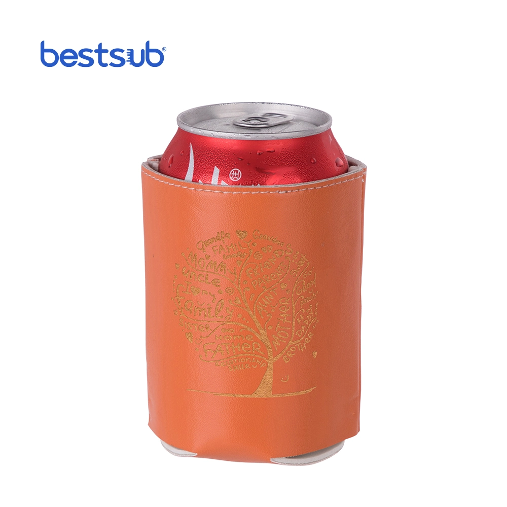 Bestsub Engraving Leather Can Cooler (Orange)