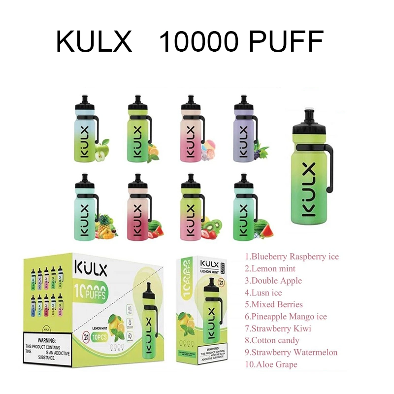 Kulx 10000 puff 10000 Disposable e cigarros fluxo de ar dispositivo de controlo 6 cores RGB Light 0%2%3%5% Opcional 10K A garrafa é em forma de Pape